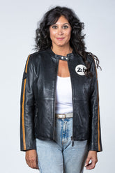 24H Le Mans Malia black leather jacket for women